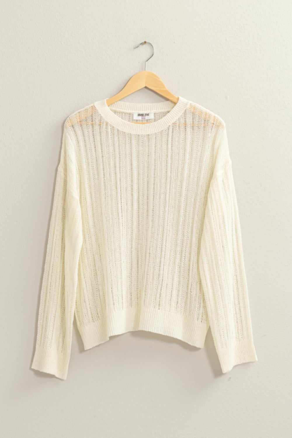 HYFVE Openwork Ribbed Trim Long Sleeve Knit Top