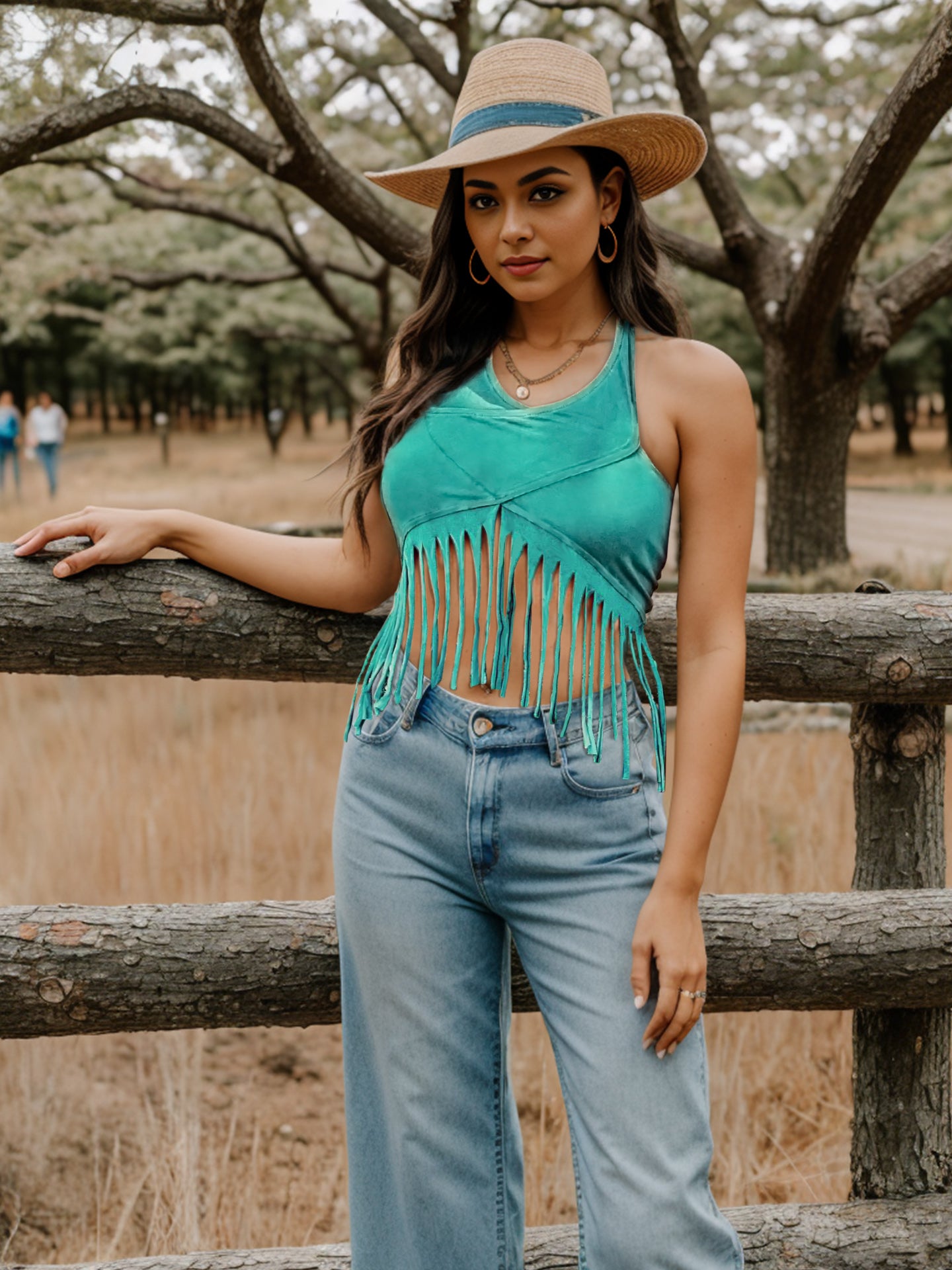 MeiMei Fringe Halter Neck Tank