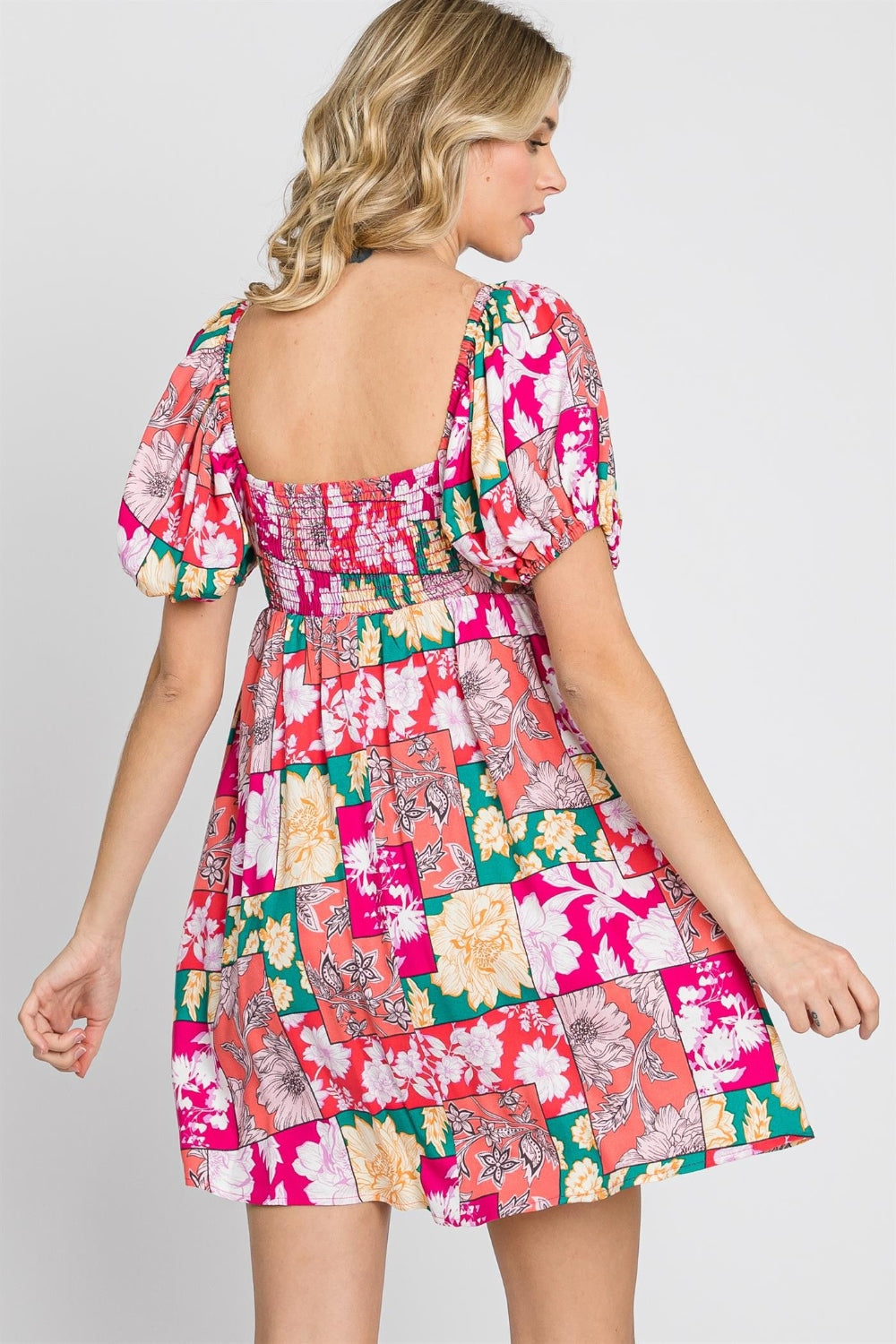 GeeGee Floral Puff Sleeve Mini Dress