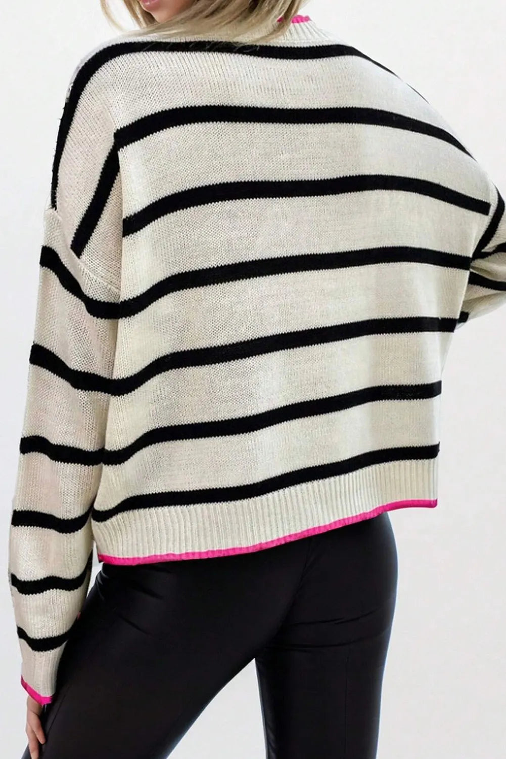 Striped Round Neck Long Sleeve Sweater