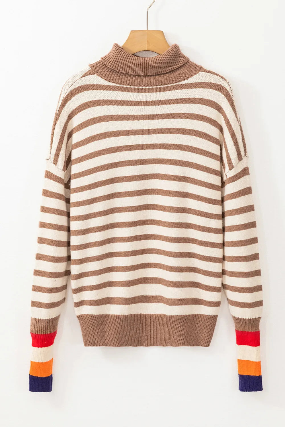 Striped Turtleneck Long Sleeve Sweater