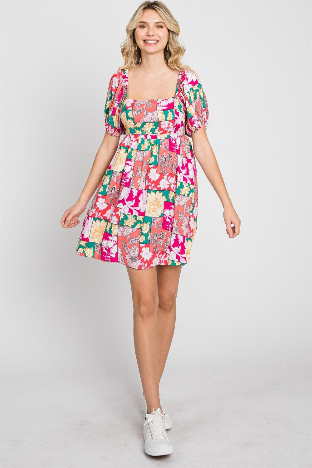 GeeGee Floral Puff Sleeve Mini Dress