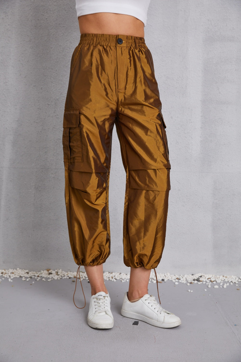 MeiMei Drawstring High Waist Cargo Joggers