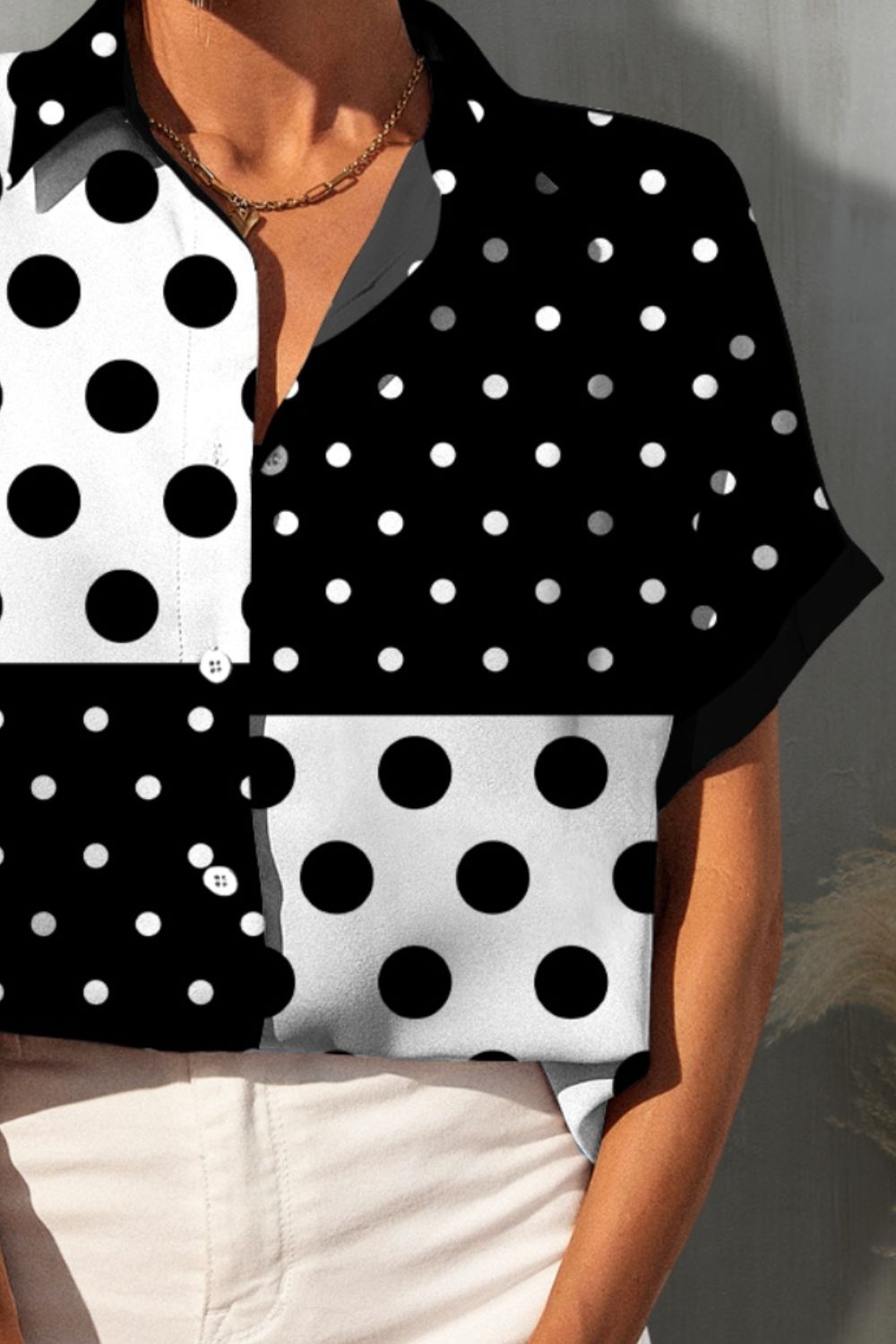 FAM-FAM Polka Dot Short Sleeve Shirt