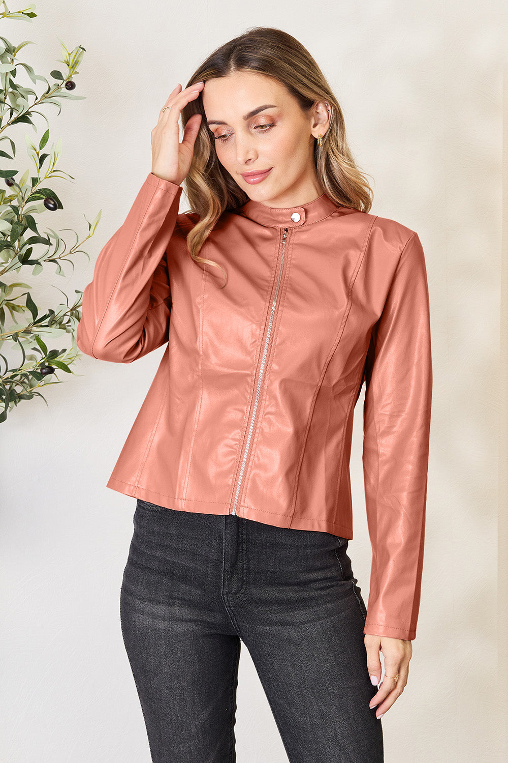 Honey Mock Neck Zip Up Jacket