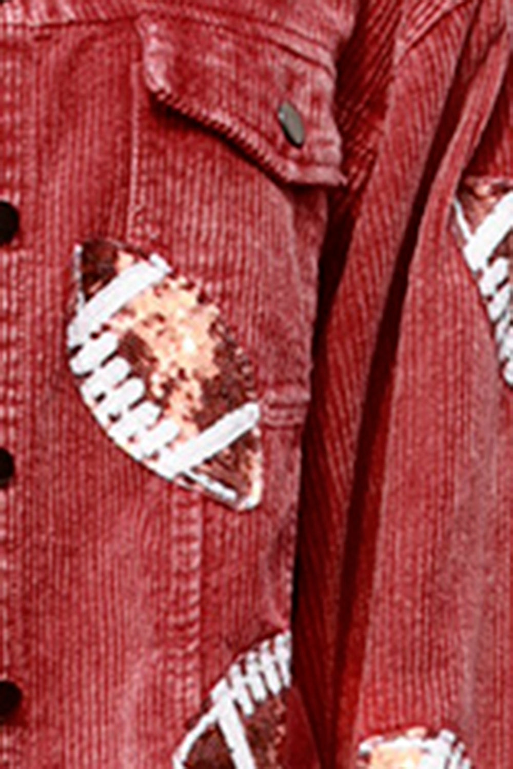 MeiMei Football Sequin Raw Hem Collared Neck Jacket