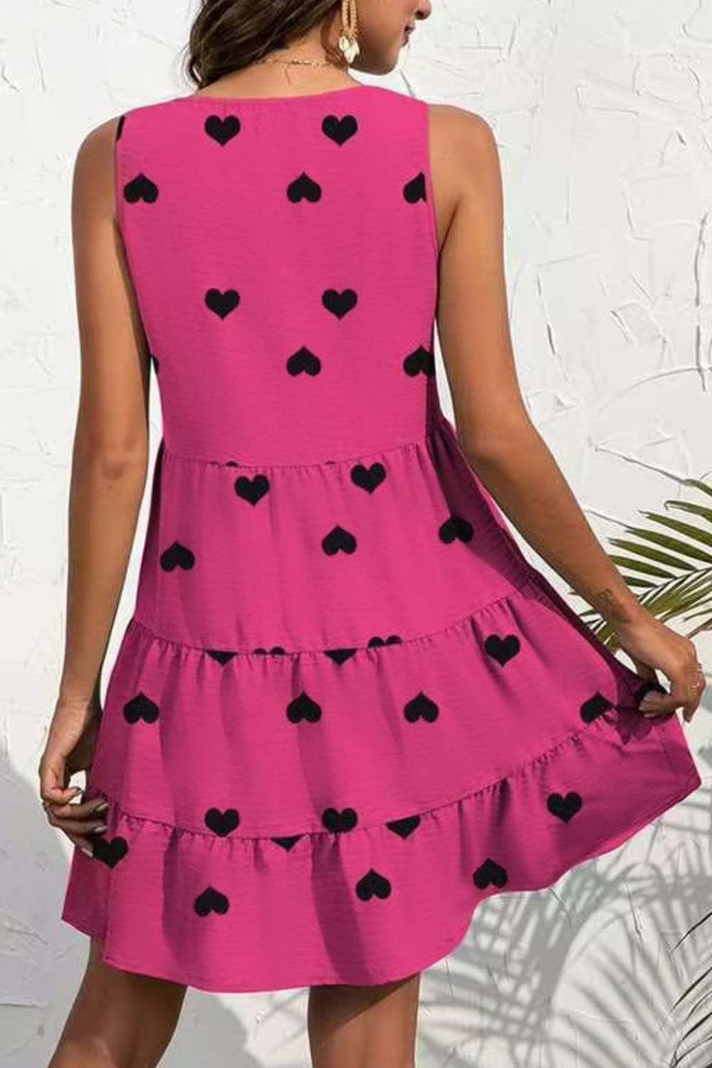 FAM-FAM Decorative Button V-Neck Sleeveless Dress