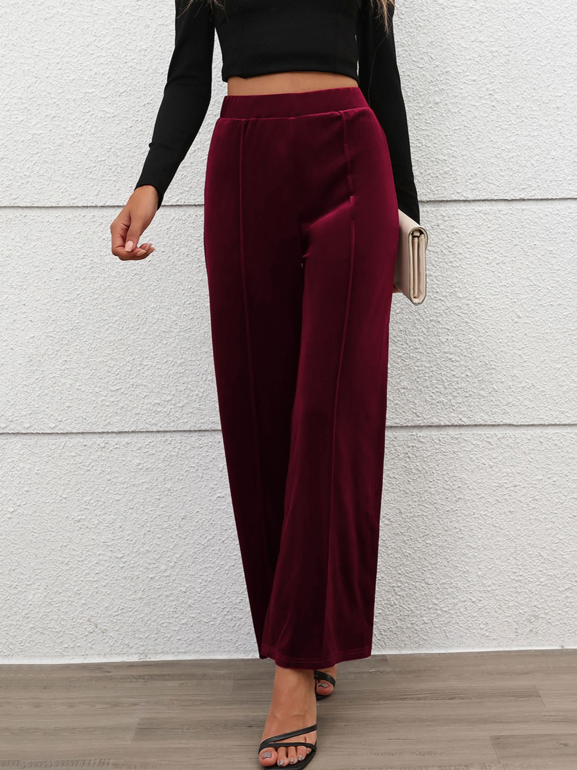 Elastic Waist Wide Leg Pants