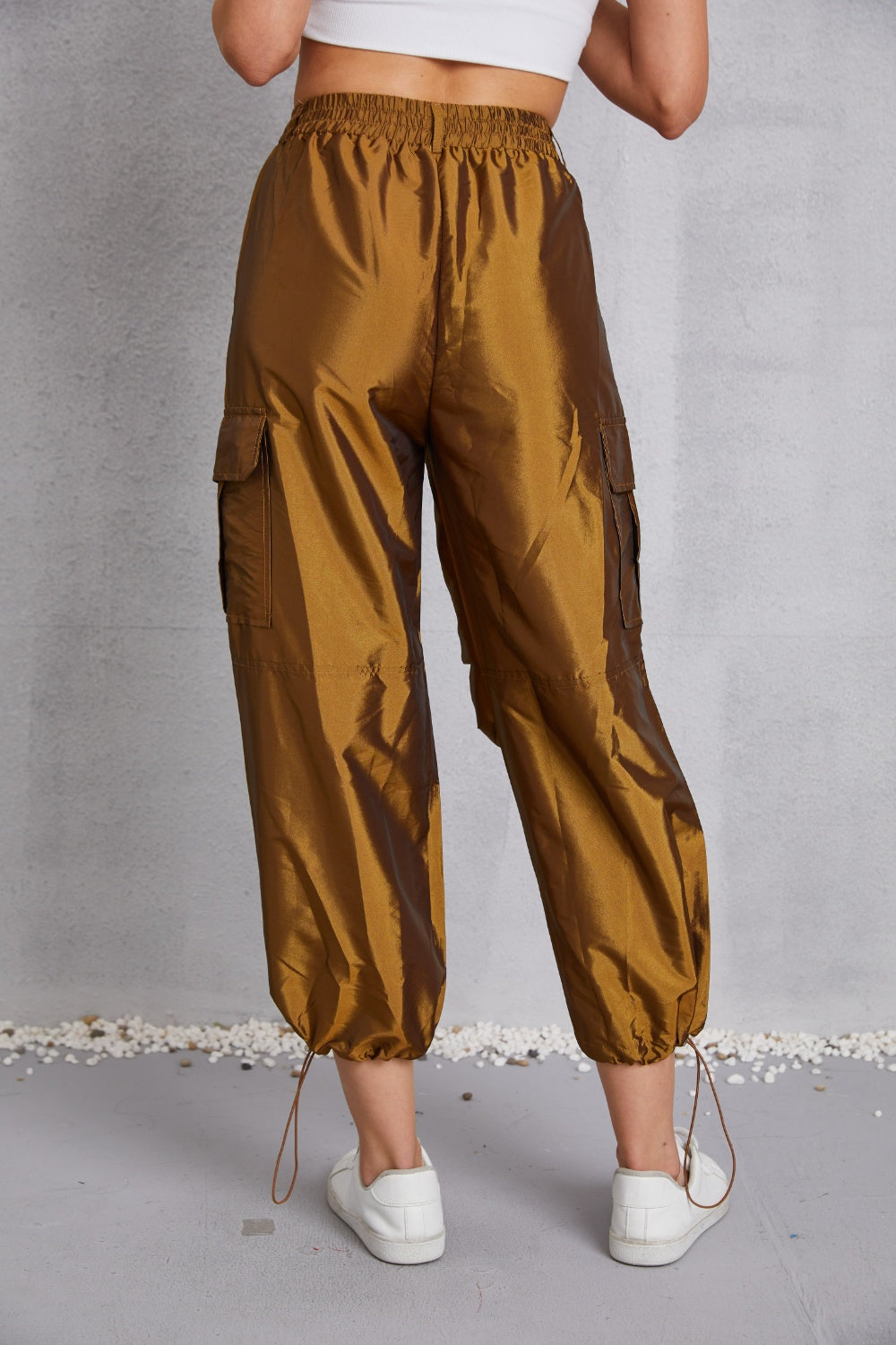 MeiMei Drawstring High Waist Cargo Joggers