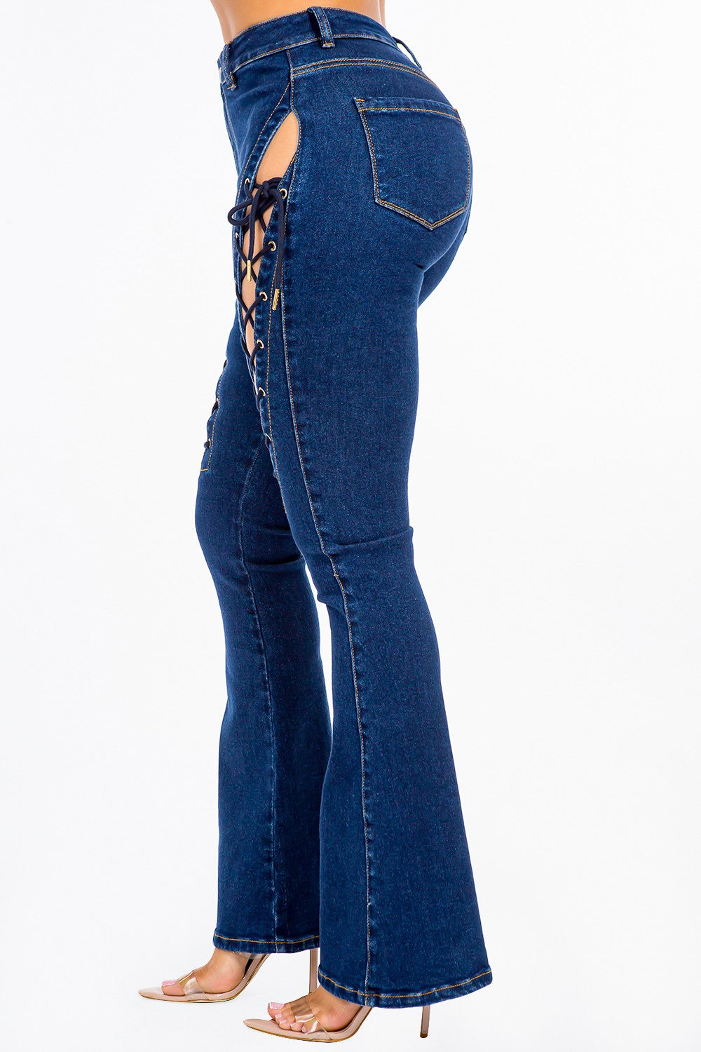 American Bazi High Rise Lace Up Jeans