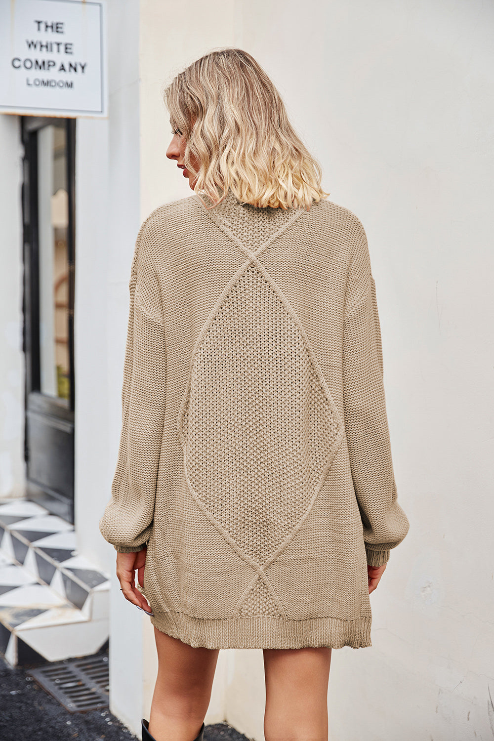 Woven Right Open Front Cardigan with Pockets