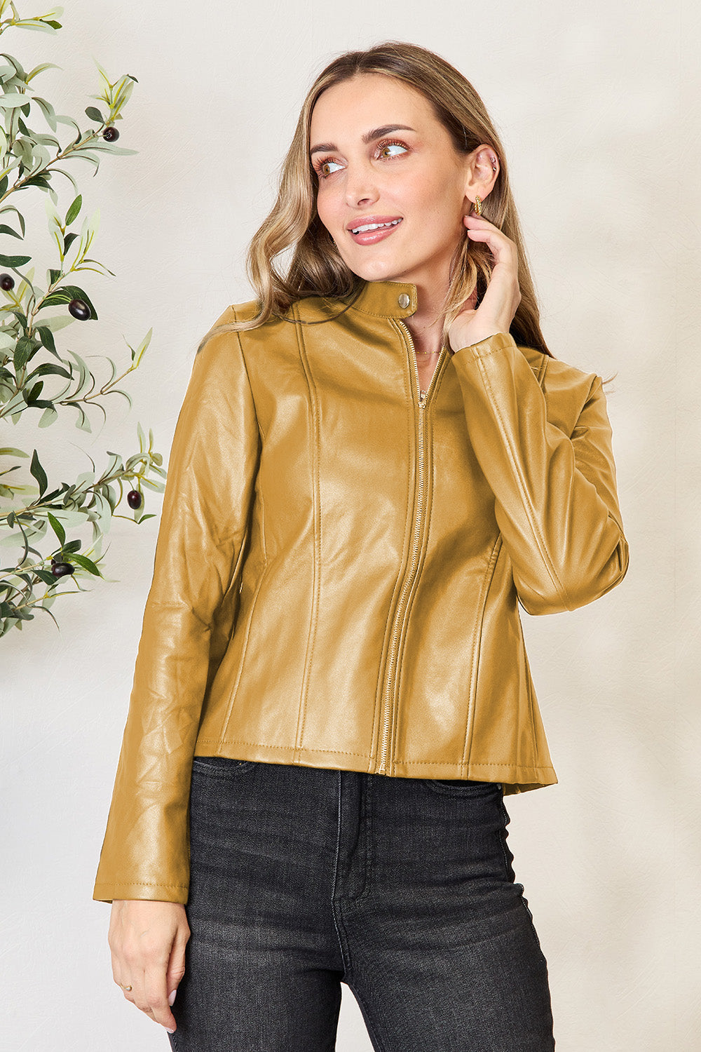 Honey Mock Neck Zip Up Jacket