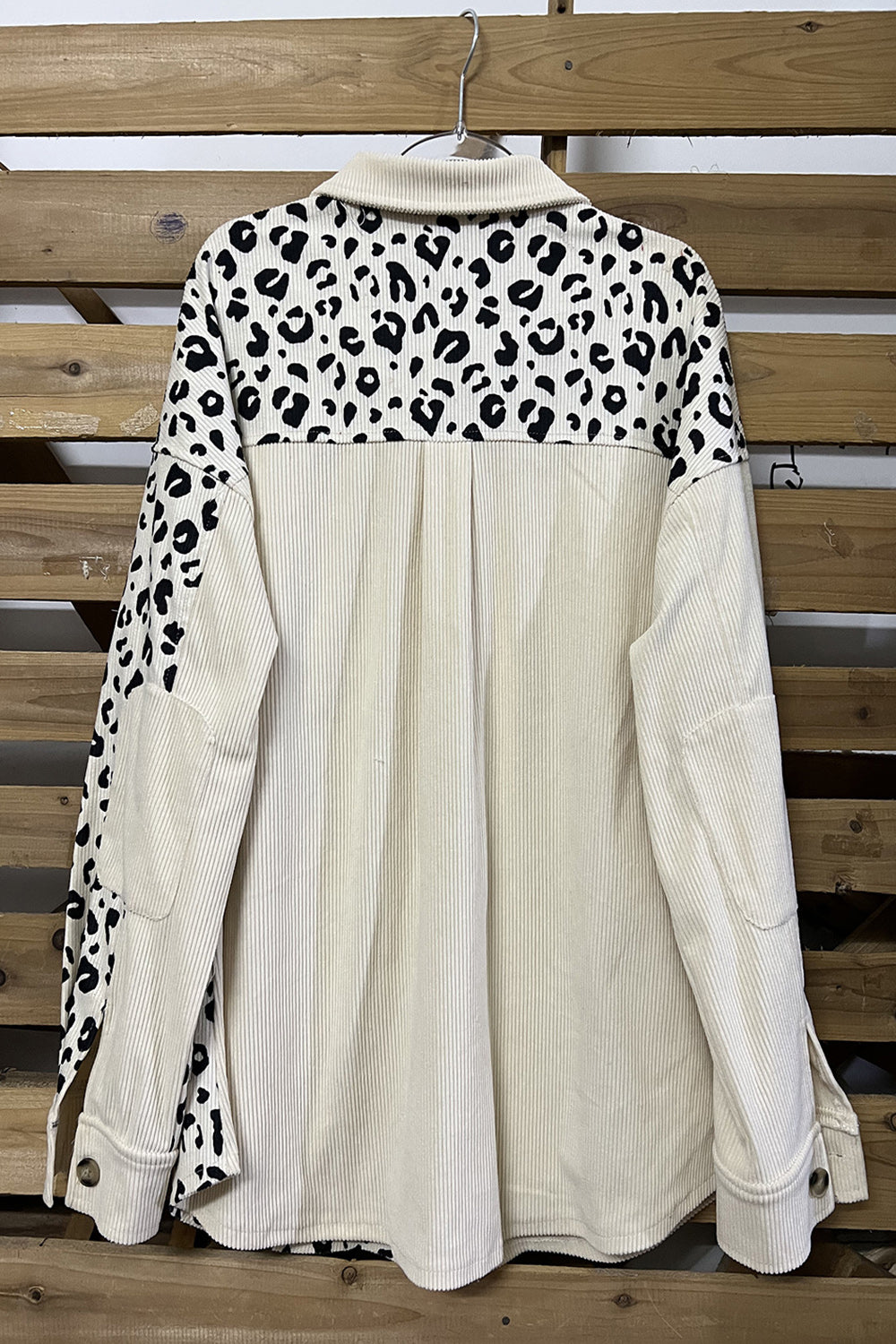 MeiMei Leopard Button Up Dropped Shoulder Jacket