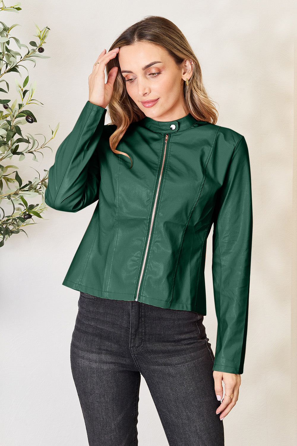 Honey Mock Neck Zip Up Jacket