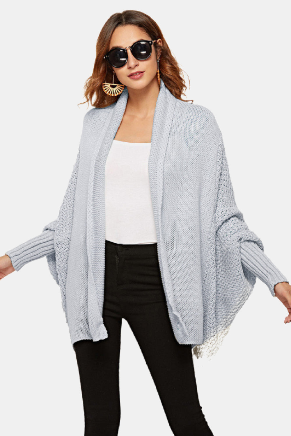 Angel Wings Open Front Dolman Sleeve Longline Cardigan