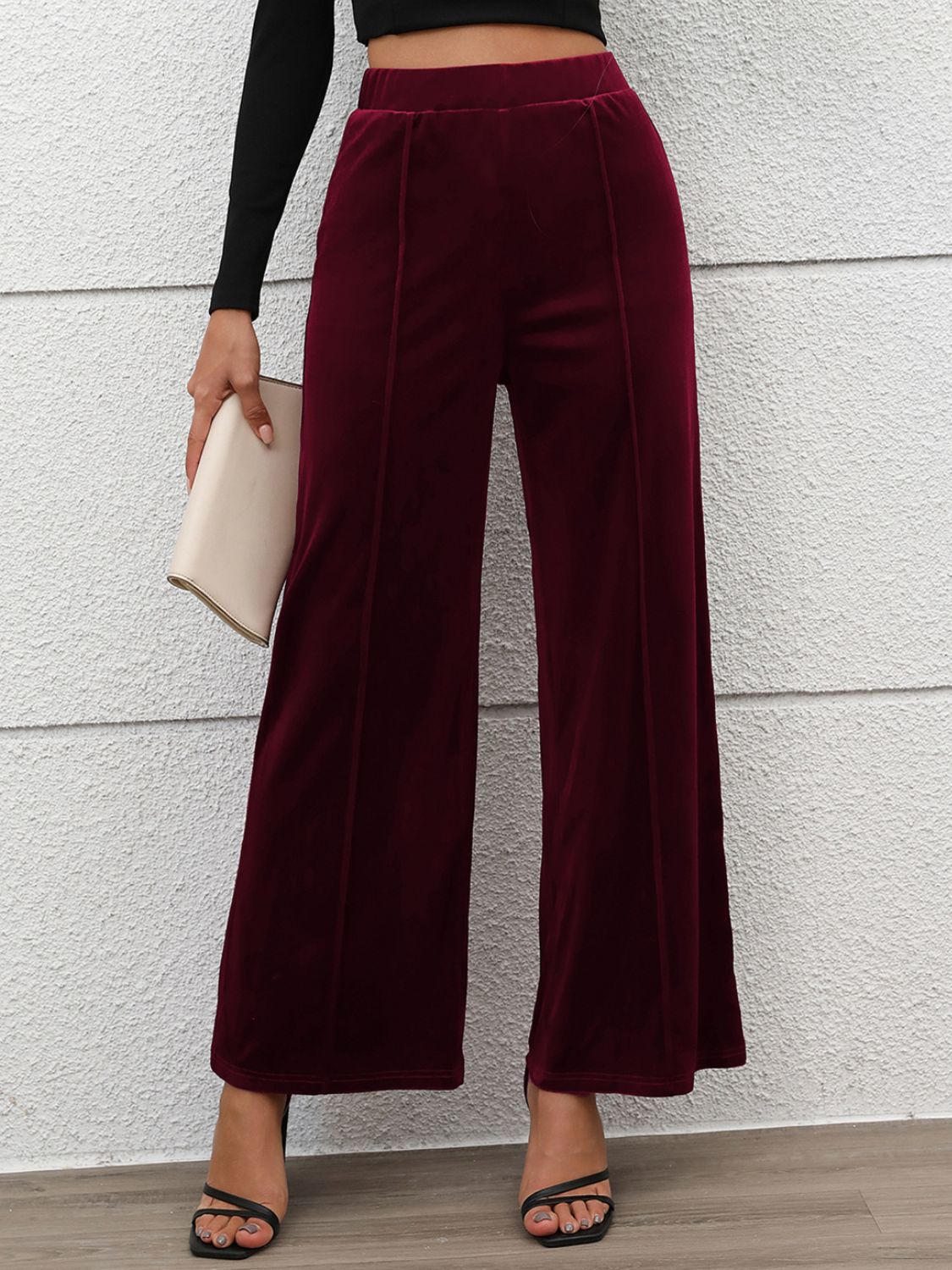 Elastic Waist Wide Leg Pants