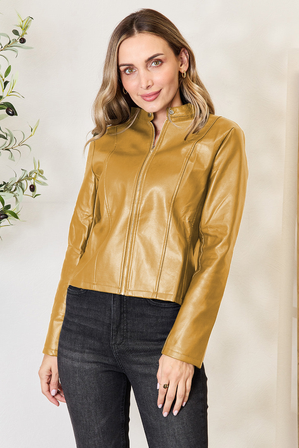 Honey Mock Neck Zip Up Jacket