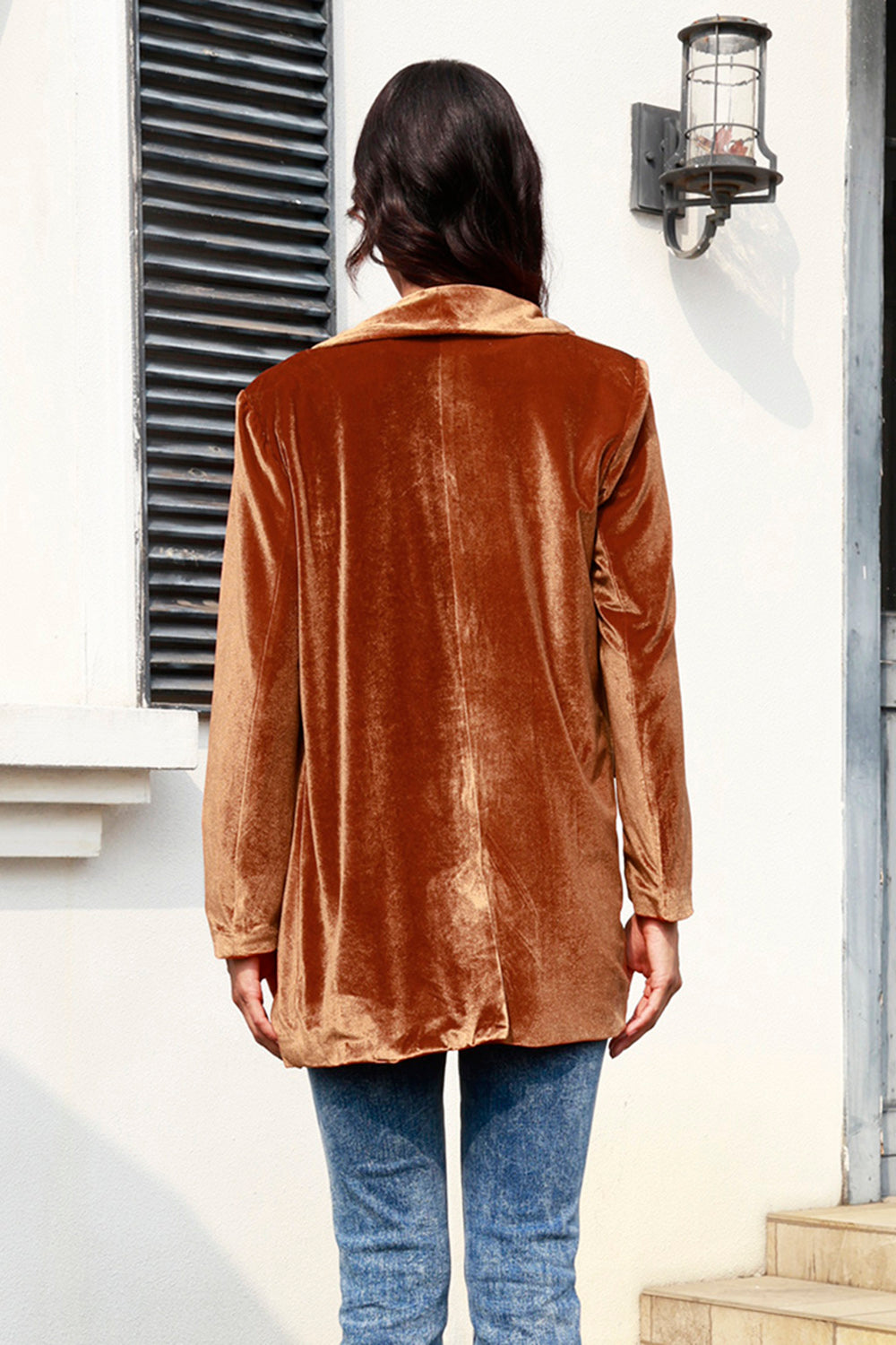 MeiMei Button Up Pocketed Long Sleeve Jacket