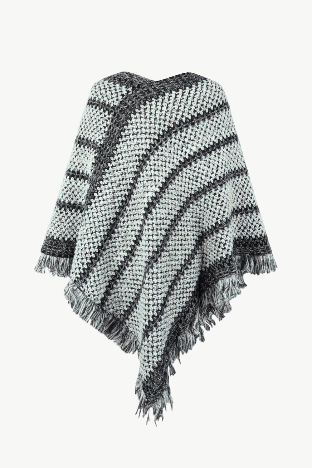 V-Neck Fringe Hem Poncho