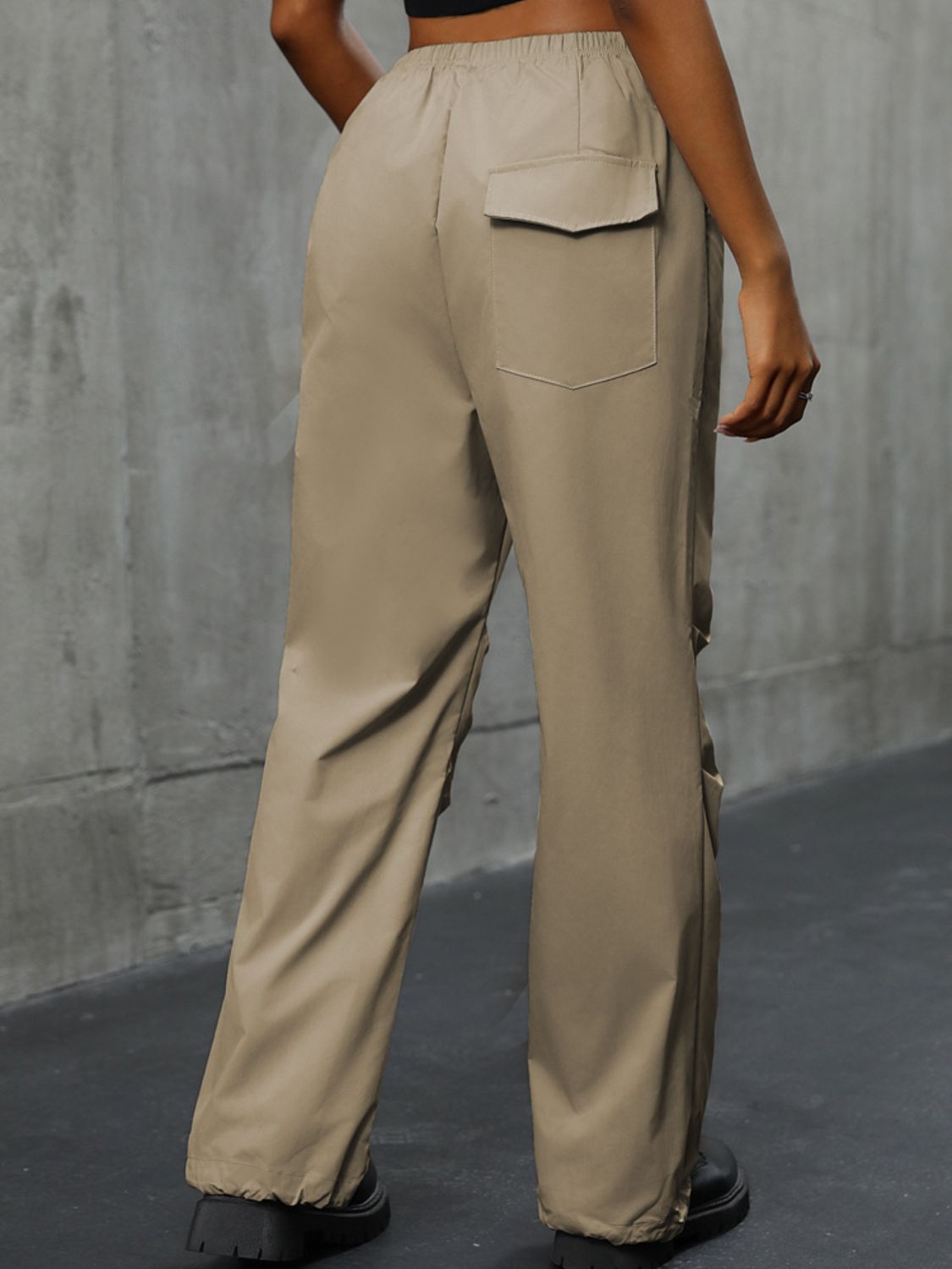 Perfee Pocketed Elastic Waist Pants