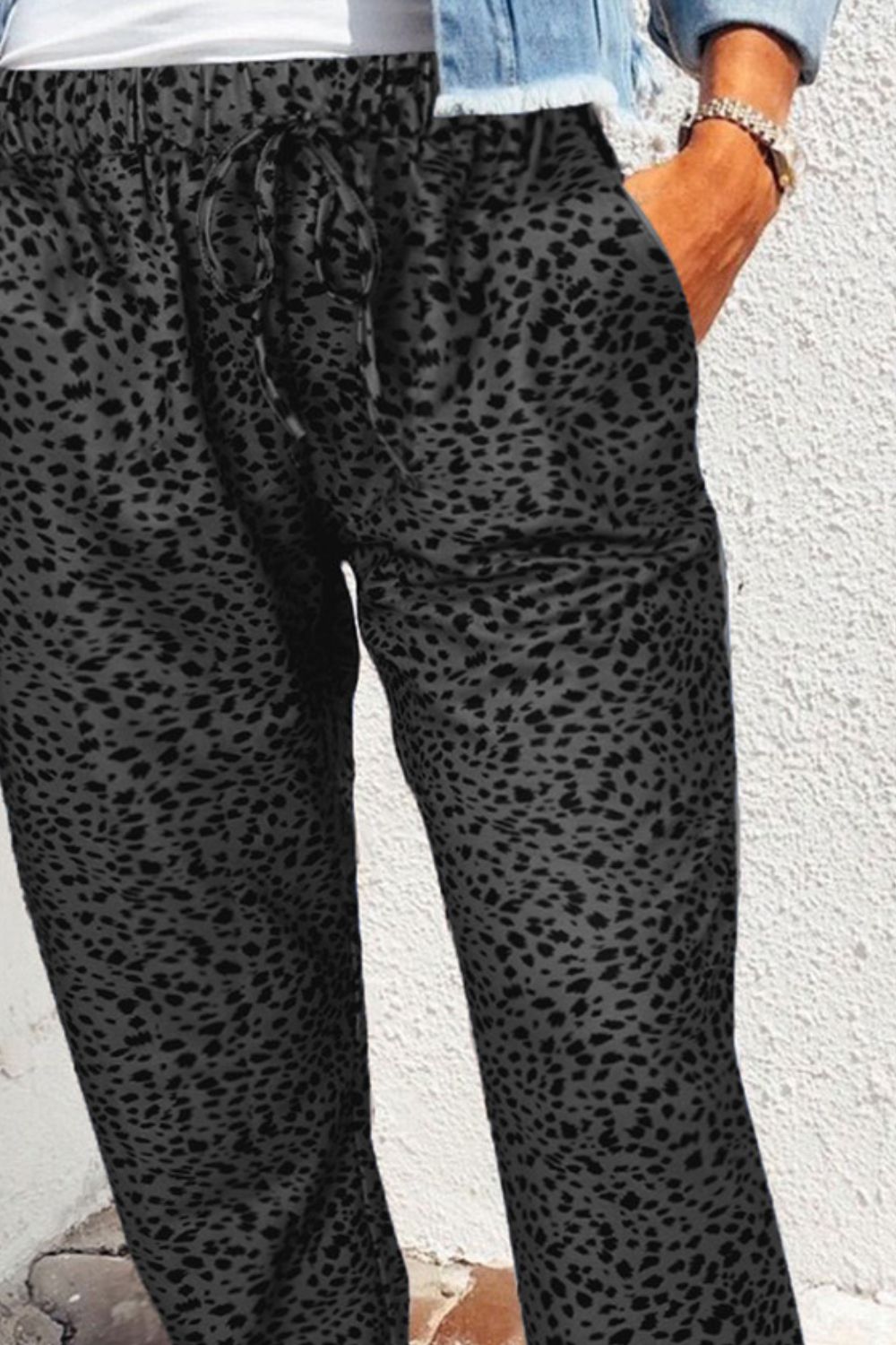 Double Take Leopard Print Joggers with Pockets