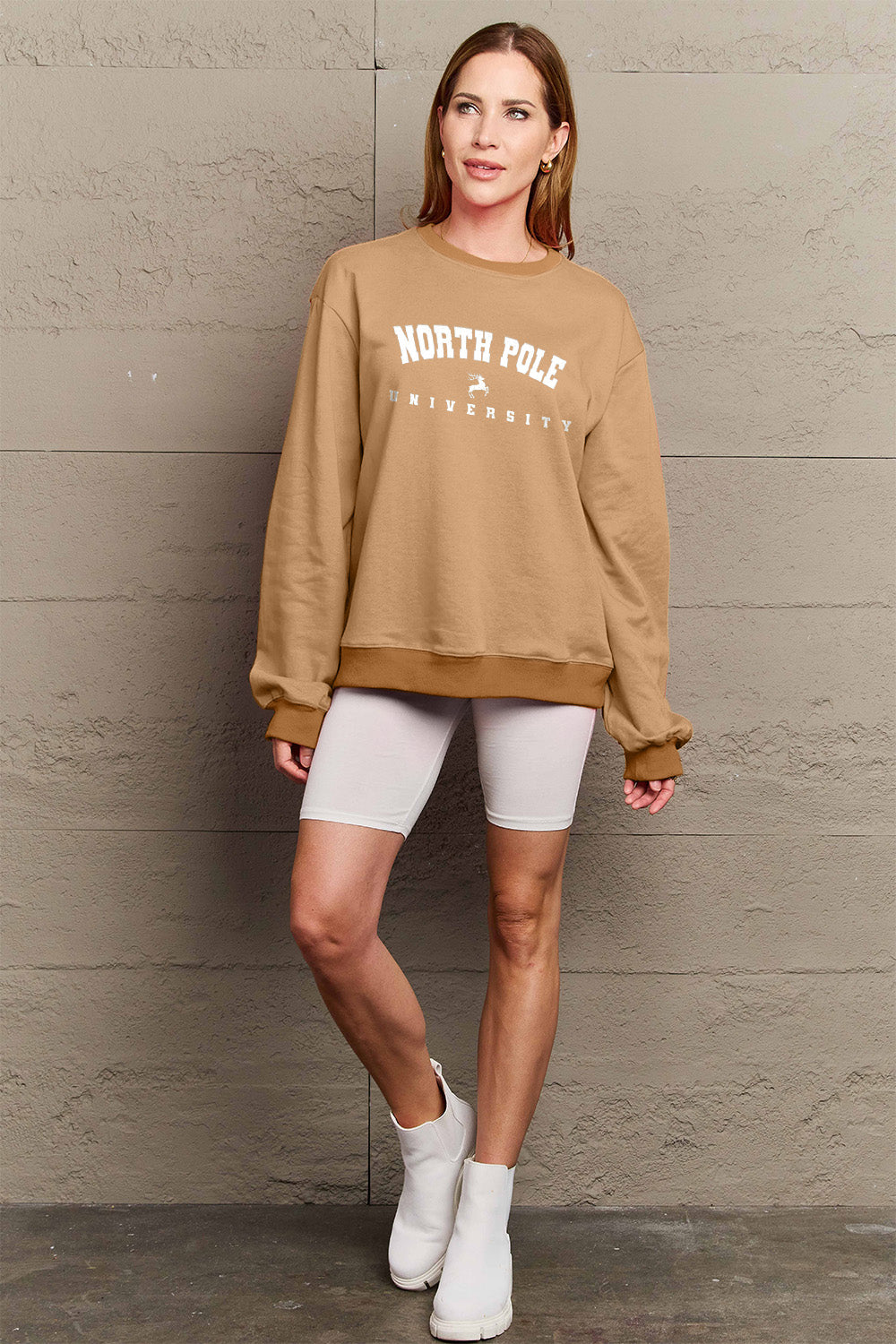 Simply Love Full Size NORTH POLE UNIVERSITY Graphic Sweatshirt