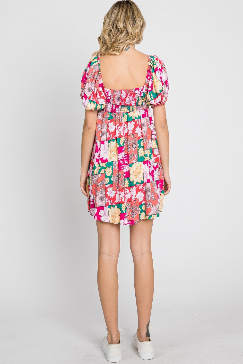 GeeGee Floral Puff Sleeve Mini Dress