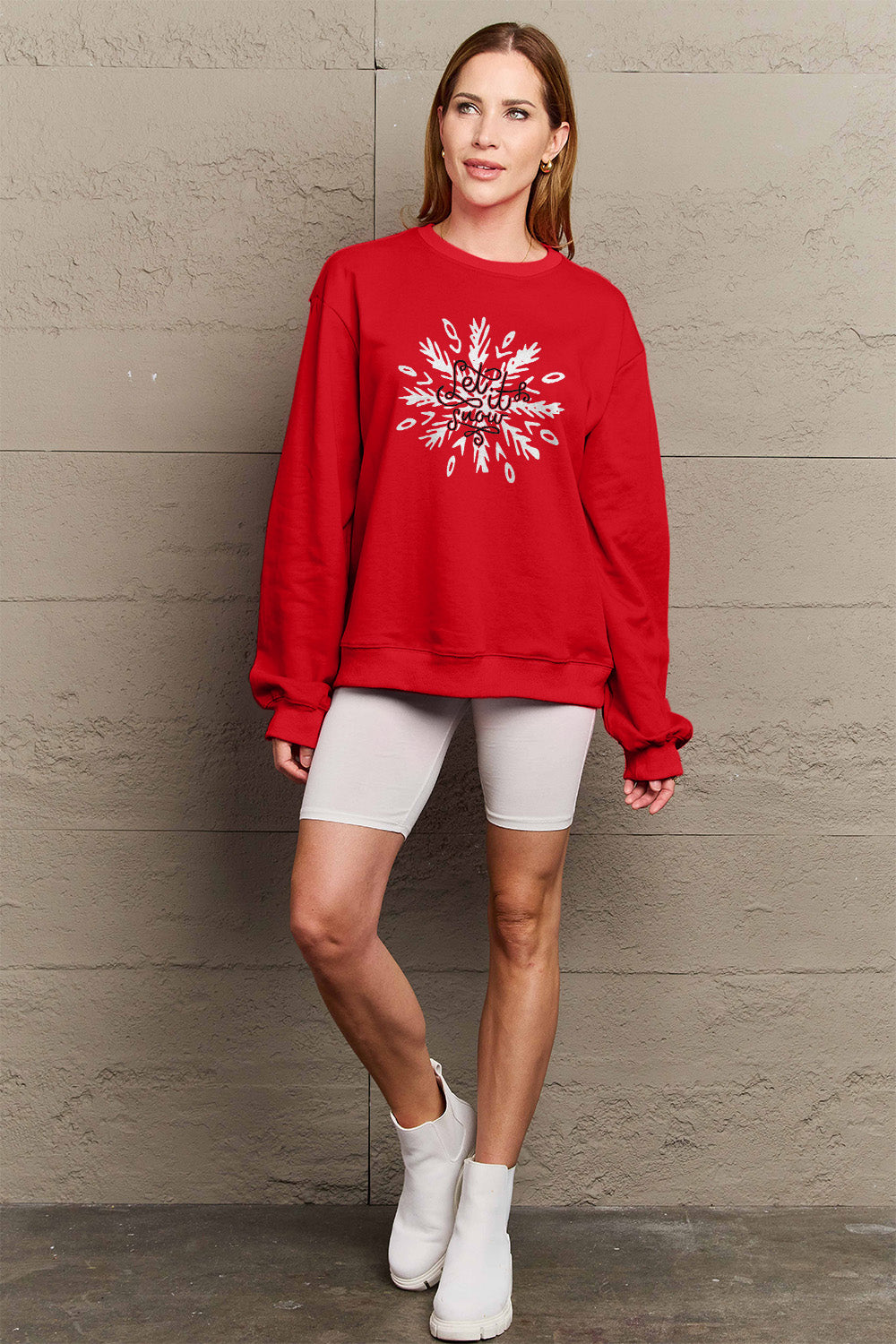 Simply Love Full Size LET IT SNOW Long Sleeve Sweatshirt